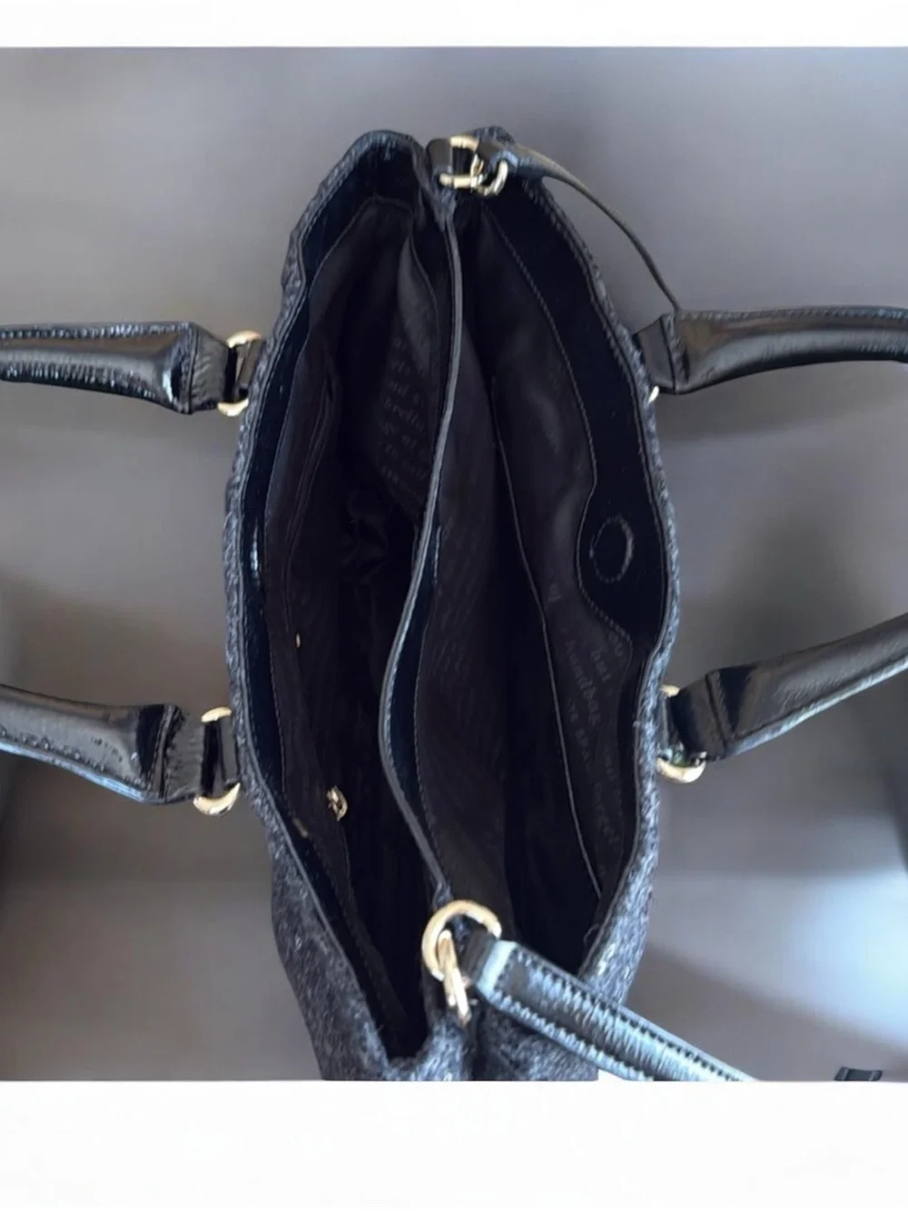 kate spade Black Sequin Tote with Patent Handles